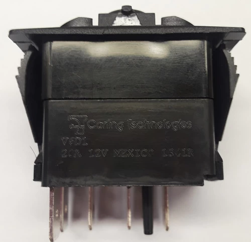 V6D1AN0B Carling V Series Single Pole Rocker Switch, On-Off-On, One Independent Amber Led, Spade Terminals