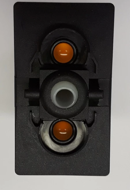 V6D1WNNB Single Pole On-Off-On Carling V Series, Two Amber Leds, Spade Terminals, Rocker Switch - Image 2
