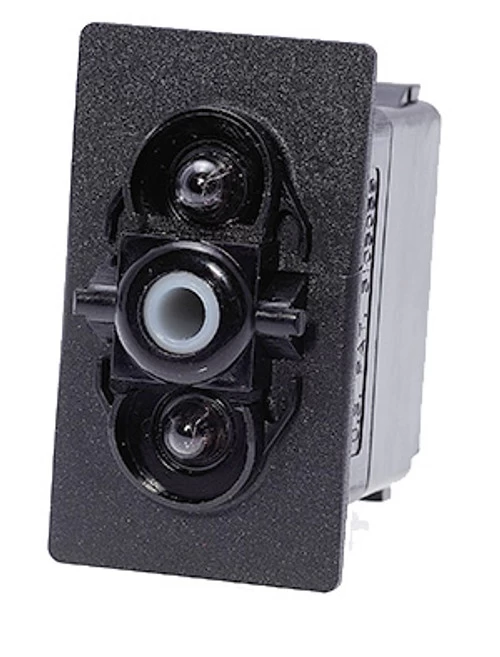 V6D1WNNB Single Pole On-Off-On Carling V Series, Two Amber Leds, Spade Terminals, Rocker Switch