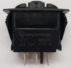 VED1S00B Carling V Series Off-On-On Rocker Switch, Single Pole, Triple Throw, Spade Terminals No Lamps