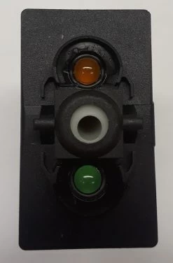 VGD2YNHB- Carling Progressive Rocker Switch, 1 Green Led, 1 Amber Led, Spade Terminals