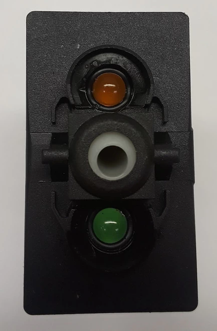 VGD2YNHB- Carling Progressive Rocker Switch, 1 Green Led, 1 Amber Led, Spade Terminals