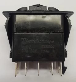 VJD2Y66B On-Off-On Carling V Series Rocker Switch, 2 Ind Lamps, DPDT