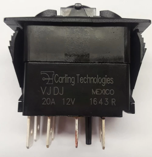 VJDJD66B Carling V Series On-Off-On Rocker Switch, Two Dependent Lamps, Jumper Terminals - Image 2