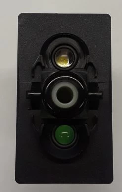 VLD2UXHB Special Carling V Series Rocker, DPDT, Momentary, 1 Green Led, 1 White Led
