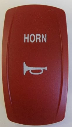 Red Laser Etched Horn Rocker Switch Cap, Horn Icon & Wording, Carling V Series