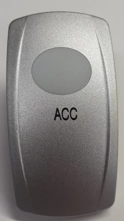 Accessory Rocker Switch Cap, Nickel With 1 White Lens, ACC Icon, Carling V Series
