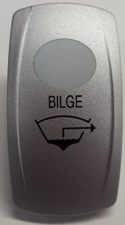 Bilge Rocker Switch Cap, Nickel With 1 White Lens, Bilge Icon, Carling V Series