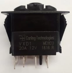 VXD1AX0B-00000-000-XRYF1, Special DPTT Carling Rocker Switch With Blue Led