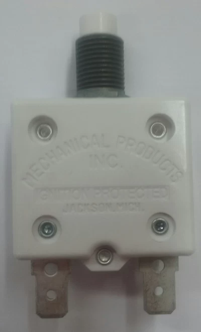 1600-037-100 Push To Reset Circuit Breaker, 10 Amp, White Button, Spade Terminals - Image 3