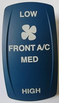 Carling V Series Blue Rocker Switch Front AC Actuator, Low, Med, High